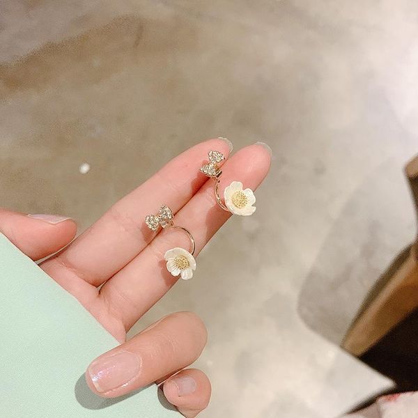 dangle & chandelier zdmxjl 2021 trend fashion women earrings fine sweet flower bowknot ear stud jewelry for ladies bride wedding gift wholes, Silver