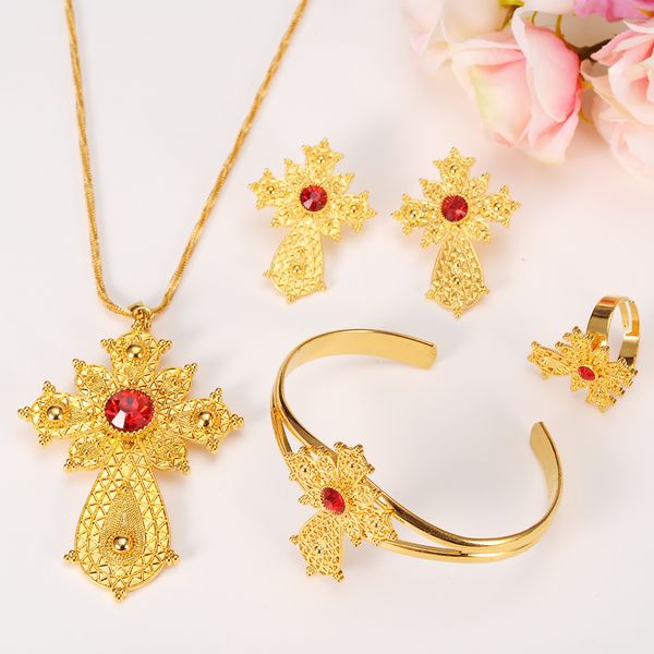 ethiopian 24k gold color cross africa indian bridal jewelry set trendy women crystal ring earrings bracelet pendant bangle set, Black
ethiopian 24k gold color cross africa indian bridal jewelry set trendy women crystal ring earrings bracelet pendant bangle set, Black