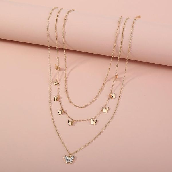 chains fashion multi-layer european creative retro simple small butterfly micro-inlaid zircon necklace ladies jewelry gift accessories, Silver
chains fashion multi-layer european creative retro simple small butterfly micro-inlaid zircon necklace ladies jewelry gift accessories, Silver