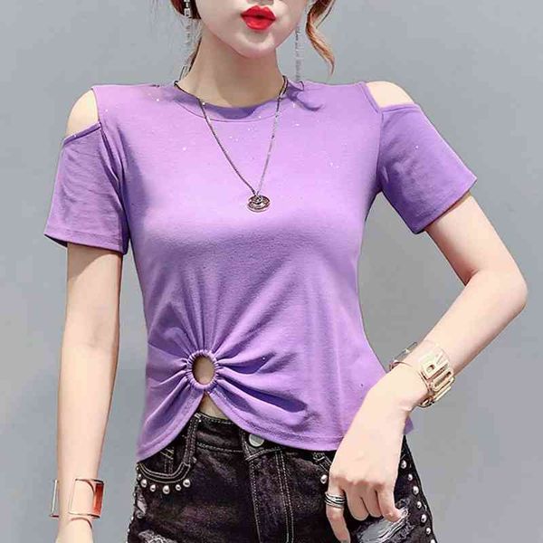 women's t-shirt korean clothes shiny off shoulder drape t-shirt women summer cotton ropa mujer bottoming shirt tees t024, White
women's t-shirt korean clothes shiny off shoulder drape t-shirt women summer cotton ropa mujer bottoming shirt tees t024, White