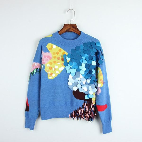 women's sweaters brand 2022 spring women blue pullover runway designer luxury sequined christmas korean pull knit jumper clothes, White;black
women's sweaters brand 2022 spring women blue pullover runway designer luxury sequined christmas korean pull knit jumper clothes, White;black