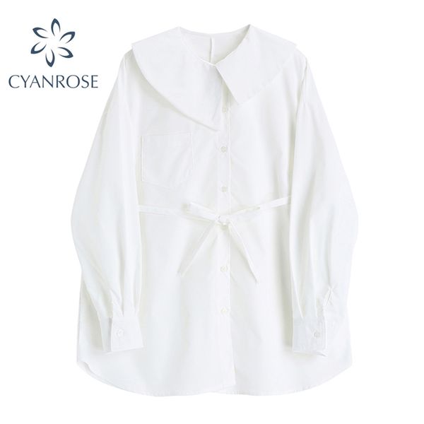 irregular peter pan collar white blouse women high waist lace up preppy style sweet tide shirt ladies relax oversized blusas 210430
irregular peter pan collar white blouse women high waist lace up preppy style sweet tide shirt ladies relax oversized blusas 210430