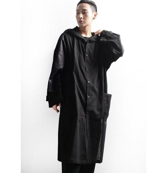 men's casual shirts medium length loose simple slit thin hooded wizard shirt, White;black
men's casual shirts medium length loose simple slit thin hooded wizard shirt, White;black