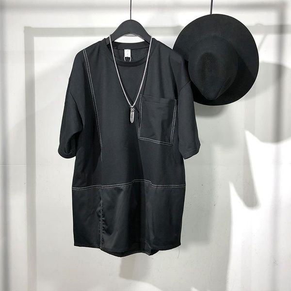 men's t-shirts short sleeve t-shirt summer round collar stitching personality line design loose simple casual fashion, White;black
men's t-shirts short sleeve t-shirt summer round collar stitching personality line design loose simple casual fashion, White;black