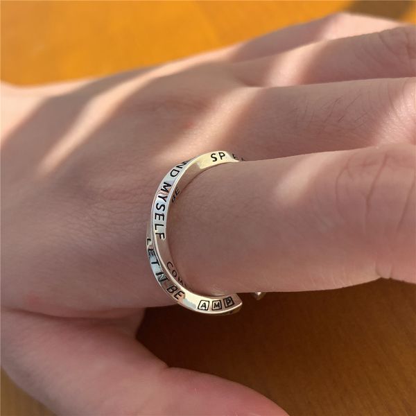 925 sterling silver open mobius ring english graffiti female niche design fashion personality all-match jewelry accessories
925 sterling silver open mobius ring english graffiti female niche design fashion personality all-match jewelry accessories