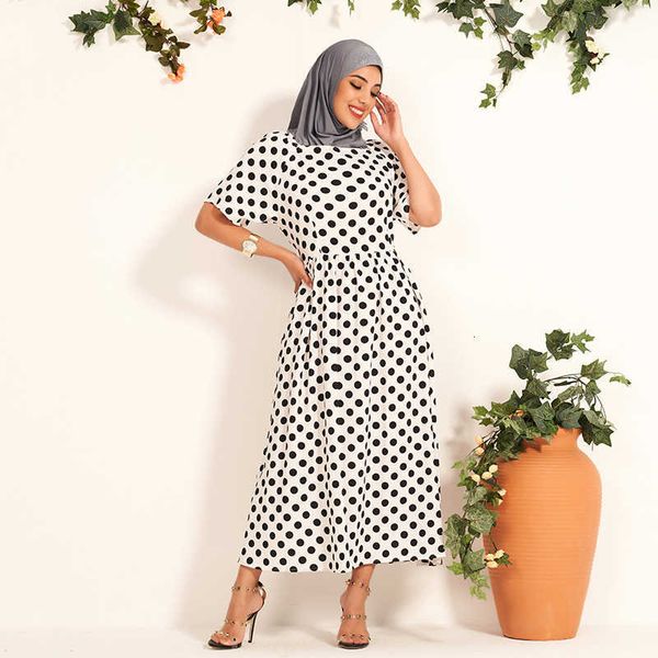 casual dresses summer sweet commuting black and white polka dot short-sleeved loose lace-up thin arab women's (without headscarf), Black;gray
casual dresses summer sweet commuting black and white polka dot short-sleeved loose lace-up thin arab women's (without headscarf), Black;gray