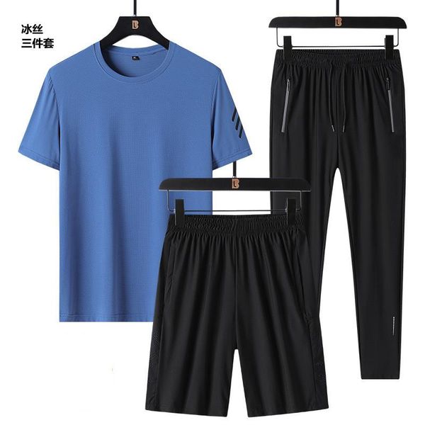 men's tracksuits sportswear three piece ice silk shorts short sleeve t-shirt quick drying clothes casual long pants, Gray
men's tracksuits sportswear three piece ice silk shorts short sleeve t-shirt quick drying clothes casual long pants, Gray