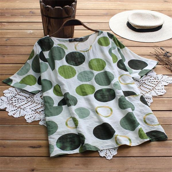 women's casual dot short-sleeved blouse large size loose comfortable summer blouses & shirts, White
women's casual dot short-sleeved blouse large size loose comfortable summer blouses & shirts, White