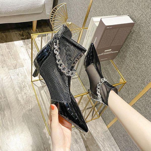 boots 4cm heels summer thin breathable high 2021 pointed toe stiletto hollow sandals womens shoes botas de mujer, Black
boots 4cm heels summer thin breathable high 2021 pointed toe stiletto hollow sandals womens shoes botas de mujer, Black