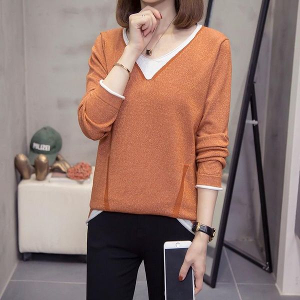 women's sweaters 2021 basic v-neck autumn winter fake two piece sweater pullover women female knitted slim long sleeve badycon, White;black
women's sweaters 2021 basic v-neck autumn winter fake two piece sweater pullover women female knitted slim long sleeve badycon, White;black