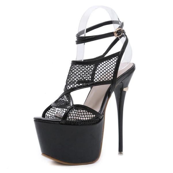 summer platform super high heels sandals hollow women shoes 16cm thin ankle strap buckle party wedding, Black
summer platform super high heels sandals hollow women shoes 16cm thin ankle strap buckle party wedding, Black