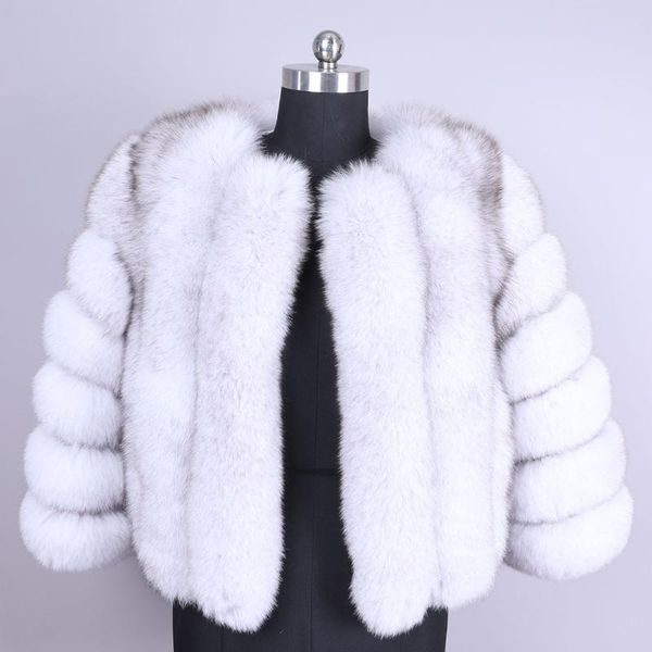women's fur & faux winter jacket women real coat natural warm parka, Black