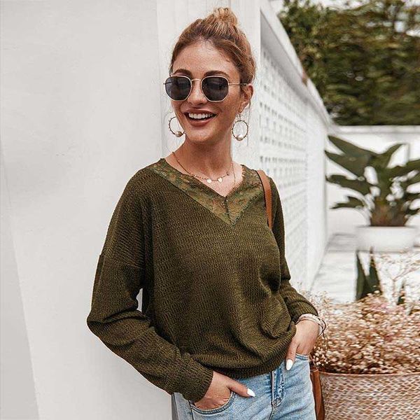 elegant lace patchwork knitted women t-shirt v-neck long sleeve high streetwear lady blousew291 210526, White
elegant lace patchwork knitted women t-shirt v-neck long sleeve high streetwear lady blousew291 210526, White