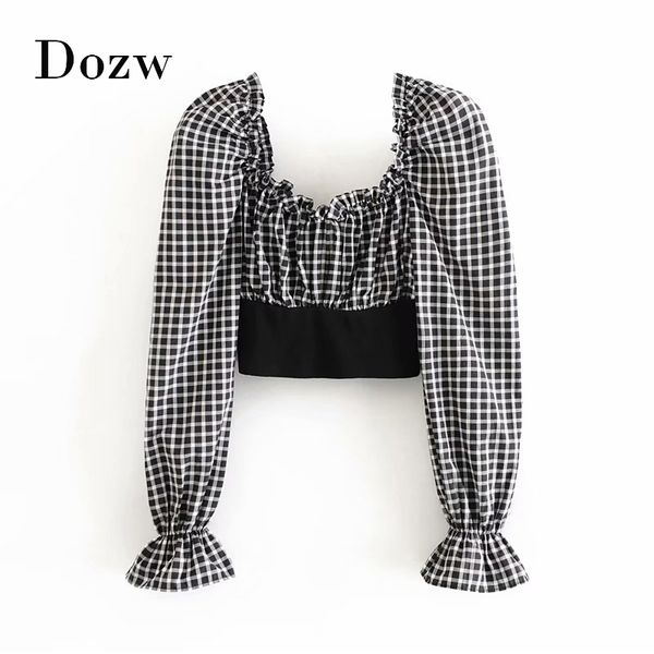 fashion plaid patchwork blouse women flare long sleeve retro short ladies ruffles square collar chic shirt female blusasfas 210414, White
fashion plaid patchwork blouse women flare long sleeve retro short ladies ruffles square collar chic shirt female blusasfas 210414, White