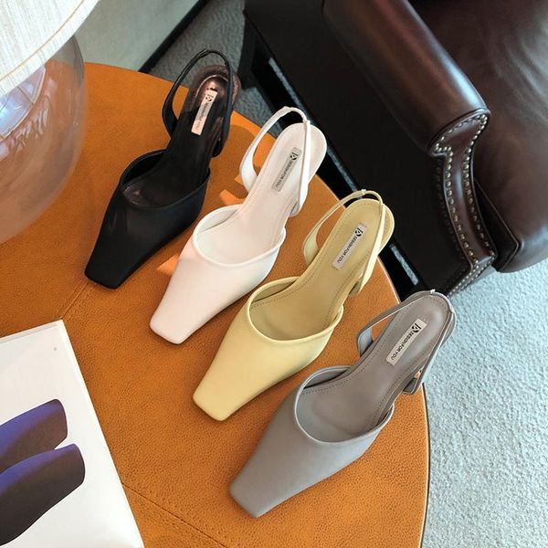 sandals fashion women square toe shallow slides thin high heels back strap solid color black/gray/white/yellow slingback pumps
sandals fashion women square toe shallow slides thin high heels back strap solid color black/gray/white/yellow slingback pumps
