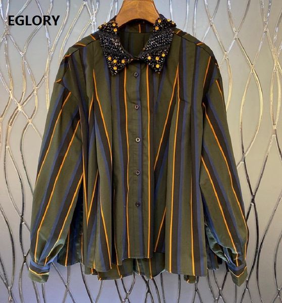 spring fashion blouse women sequined turn-down collar striped print long sleeve casual loose shirt cotton women's blouses, White
spring fashion blouse women sequined turn-down collar striped print long sleeve casual loose shirt cotton women's blouses, White