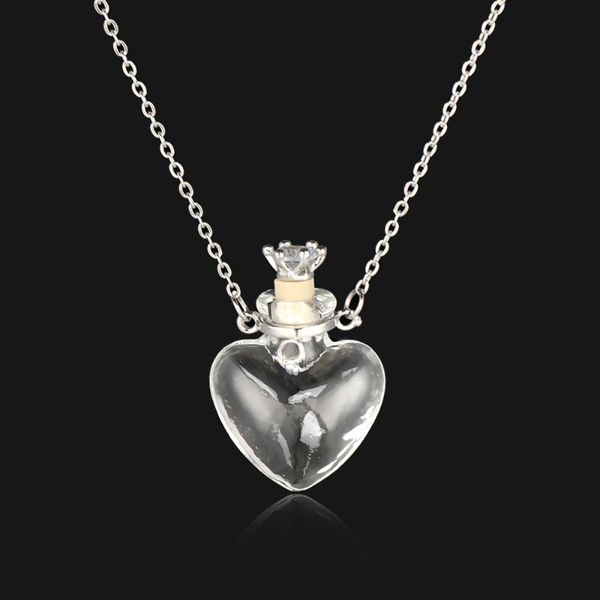 1pc clear heart bottle essential oil pendant murano glass perfume necklaces stainless steel chain perfumes jewelry for women, Silver
1pc clear heart bottle essential oil pendant murano glass perfume necklaces stainless steel chain perfumes jewelry for women, Silver