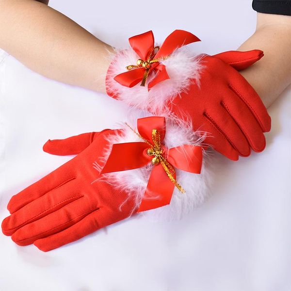 five fingers gloves ladies christmas fur feather bell red bow dress party driving full finger mittens women xmas winter wrist, Blue;gray
five fingers gloves ladies christmas fur feather bell red bow dress party driving full finger mittens women xmas winter wrist, Blue;gray
