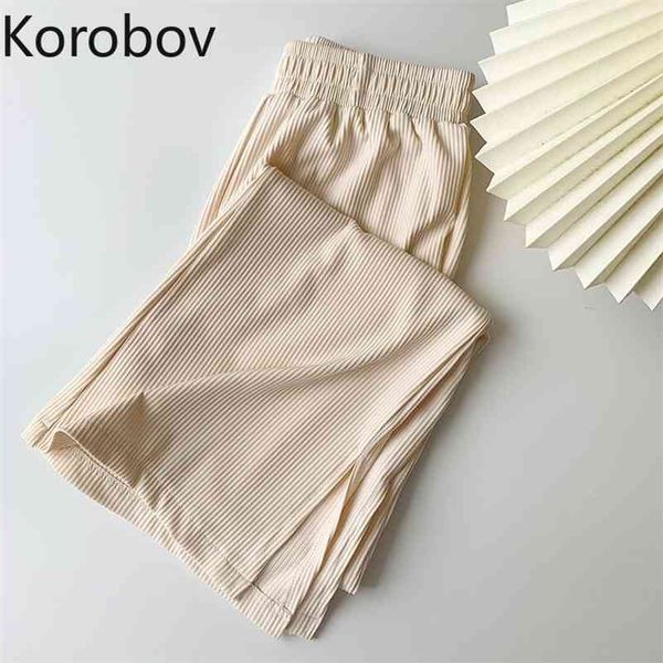 korobov new arrival summer women wide leg pants preppy style high waist split casual pants vintage women trousers 210430, Black;white
korobov new arrival summer women wide leg pants preppy style high waist split casual pants vintage women trousers 210430, Black;white