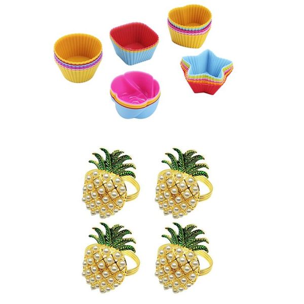50pcs reusable silicone cake cup mould baking egg tart & 4 pcs pineapple alloy napkin rings fashion crystal
50pcs reusable silicone cake cup mould baking egg tart & 4 pcs pineapple alloy napkin rings fashion crystal