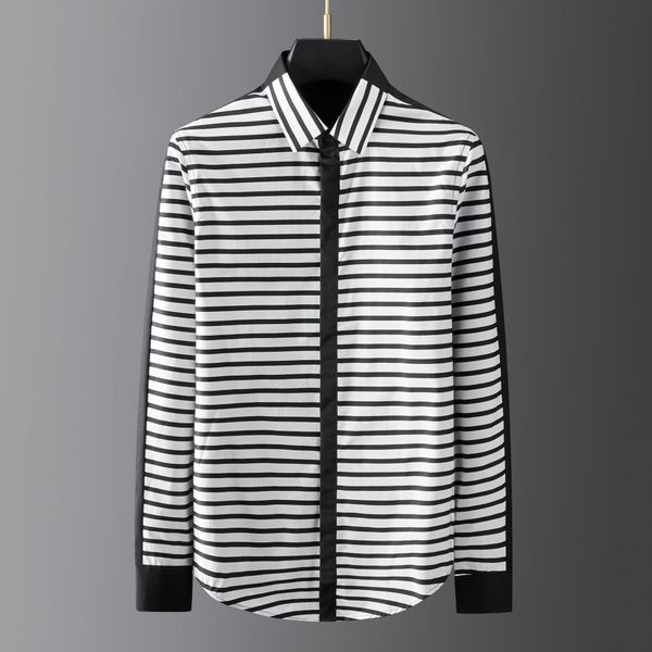 business shirt deluxe and european fashion brand black and white zebra stripe splicing digital printing men's slim long sleeve, White;black
business shirt deluxe and european fashion brand black and white zebra stripe splicing digital printing men's slim long sleeve, White;black
