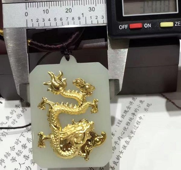 lockets 3d gold inlay and tianyu auspicious dragon pendanth18#, Silver
