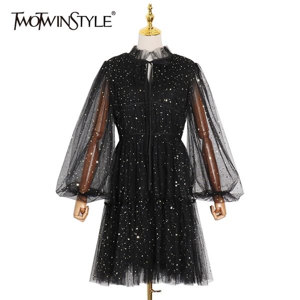 mesh patchwork sequin dress for women stand collar lantern sleeve high waist dresses female fashion clothing 210520, Black;gray
mesh patchwork sequin dress for women stand collar lantern sleeve high waist dresses female fashion clothing 210520, Black;gray