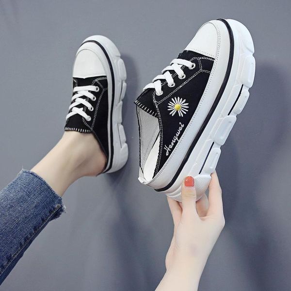 slippers women wedge canvas casual shoes 6.5cm height increasing flat platform breathable sneakers n6-44, Black
slippers women wedge canvas casual shoes 6.5cm height increasing flat platform breathable sneakers n6-44, Black
