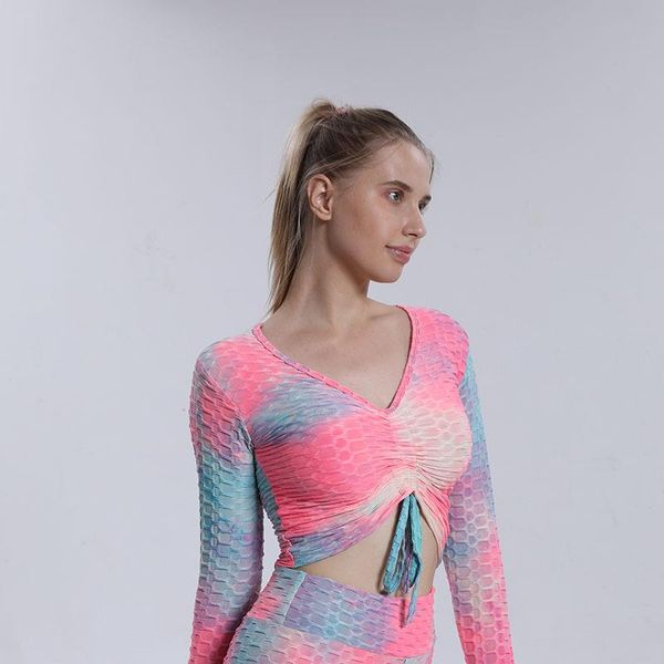 yoga outfit women's clothes tie dyed bubble jacquard sportswear long sleeved drawstring fitness
yoga outfit women's clothes tie dyed bubble jacquard sportswear long sleeved drawstring fitness