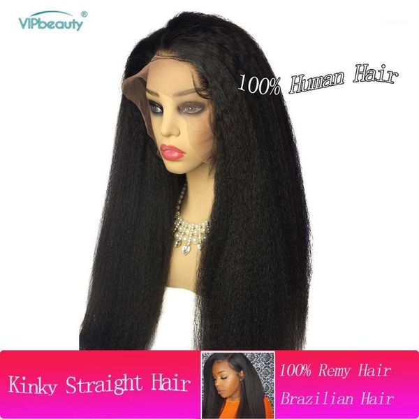 vipbeauty 100% human hair wigs kinky straight 13x4 front lace brazilian remy wig for black women1, Black;brown
vipbeauty 100% human hair wigs kinky straight 13x4 front lace brazilian remy wig for black women1, Black;brown