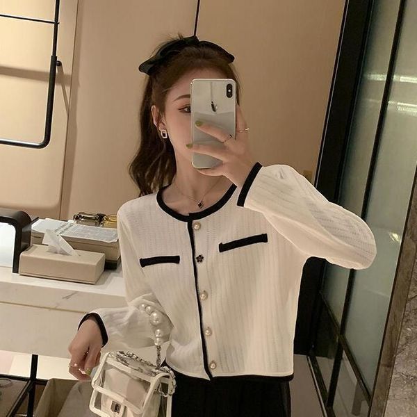 women's knits & tees knitted cardigan black white shirt matching vertical stripes hollow long sleeves thin wholesale elegant lady cloth
women's knits & tees knitted cardigan black white shirt matching vertical stripes hollow long sleeves thin wholesale elegant lady cloth