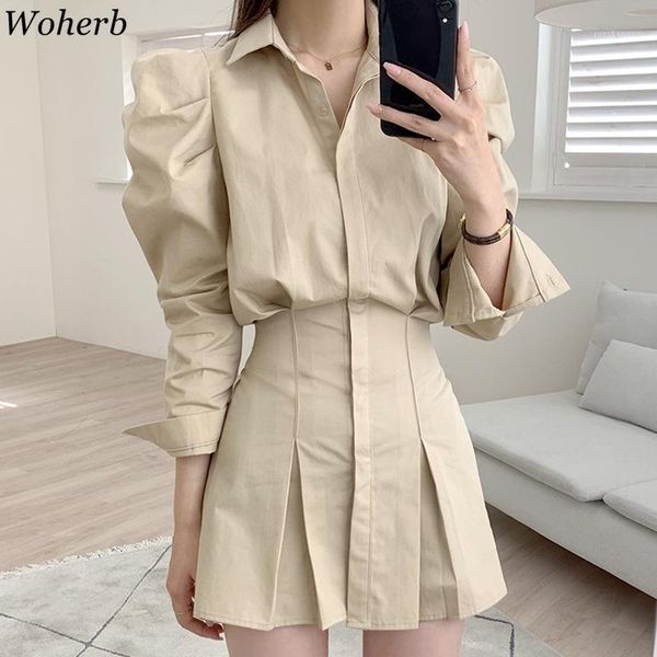 casual dresses woherb chic shirt women korean spring autumn robe single breasted long sleeve mini dress pleated elegant vestidos femme, Black;gray
casual dresses woherb chic shirt women korean spring autumn robe single breasted long sleeve mini dress pleated elegant vestidos femme, Black;gray