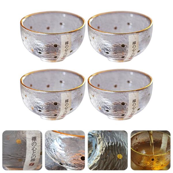 cups & saucers 4pcs japanese-style tea glass sake heat-resistant cup bowl