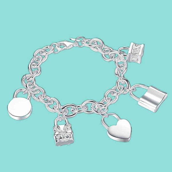 fashion 925 sterling silver bracelet jewelry five lock for women gift, Golden;silver
fashion 925 sterling silver bracelet jewelry five lock for women gift, Golden;silver