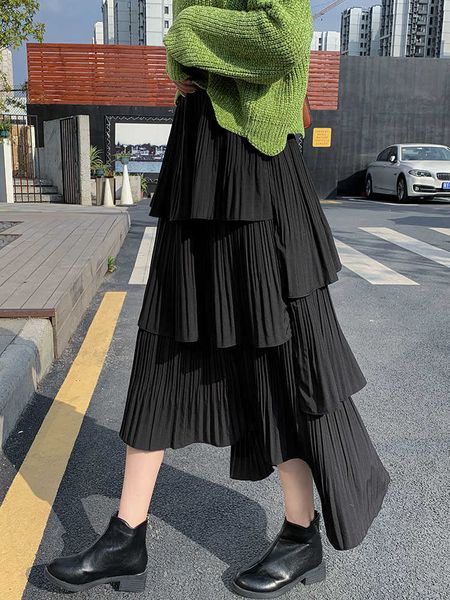 solid irregular cake multi-level middle-length spring and autumn summer high-waisted pleated women skirts 210615, Black
solid irregular cake multi-level middle-length spring and autumn summer high-waisted pleated women skirts 210615, Black