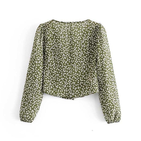 women's blouses & shirts vintage france style green polka dot print shirt women center buttons v neck slim fit blou 4ctw, White
women's blouses & shirts vintage france style green polka dot print shirt women center buttons v neck slim fit blou 4ctw, White