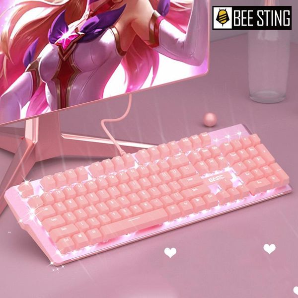 keyboards pink gaming mechanical wired keyboard 104-key girly gift usb interface white backlight is suitable for gamers pc lap
keyboards pink gaming mechanical wired keyboard 104-key girly gift usb interface white backlight is suitable for gamers pc lap
