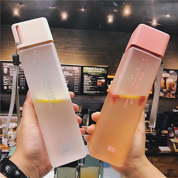 water bottles 480ml transparent square plastic matte waters cup outdoor cold juice sports cups with portable milk rope
water bottles 480ml transparent square plastic matte waters cup outdoor cold juice sports cups with portable milk rope