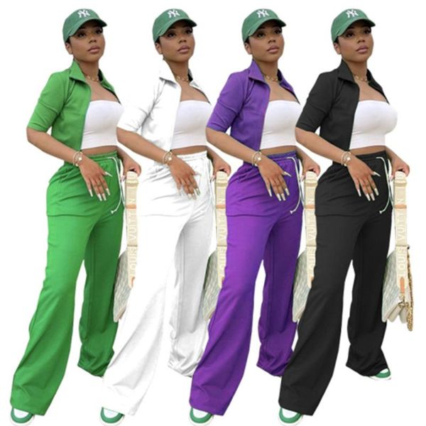 women's two piece pants casual solid color sets stand collar zipper crop elastic drawstring suits ropa mujer wholesale drop, White
women's two piece pants casual solid color sets stand collar zipper crop elastic drawstring suits ropa mujer wholesale drop, White