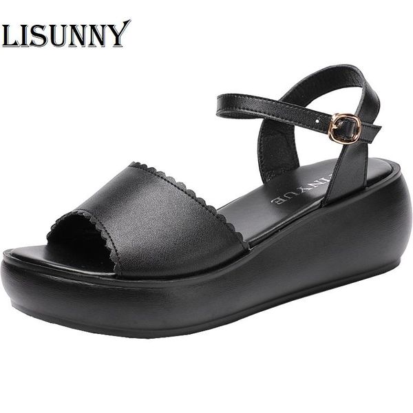 woman summer platform sandals shoes 2021 genuine leather ladies wedge heels women beach shoe, Black
woman summer platform sandals shoes 2021 genuine leather ladies wedge heels women beach shoe, Black