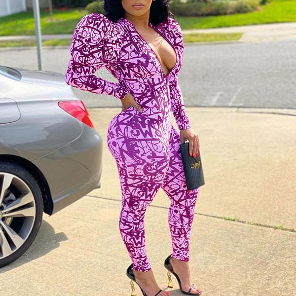 women's jumpsuits & rompers fashion women jumpsuit romper skinny printed puff sleeve zipper streetwear, Black;white
women's jumpsuits & rompers fashion women jumpsuit romper skinny printed puff sleeve zipper streetwear, Black;white