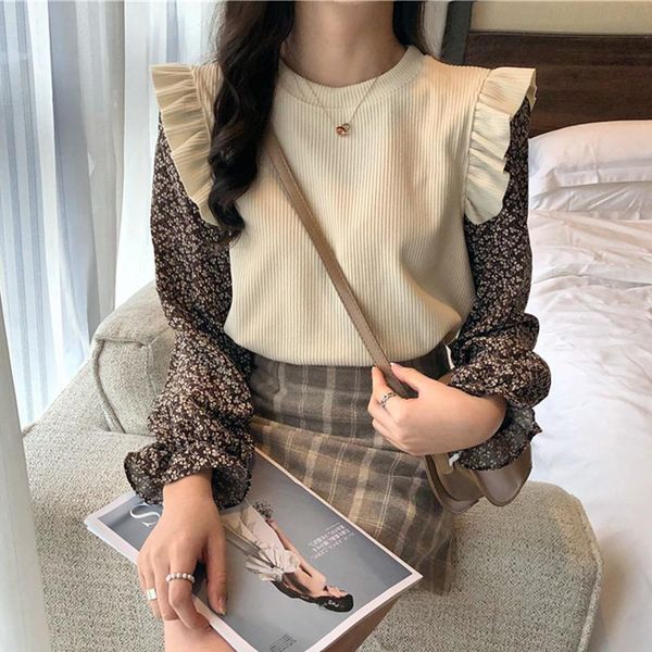 women's blouses & shirts patchwork corduroy blouse spring autumn korean ruffles floral casual blusas mujer d6kh, White
women's blouses & shirts patchwork corduroy blouse spring autumn korean ruffles floral casual blusas mujer d6kh, White