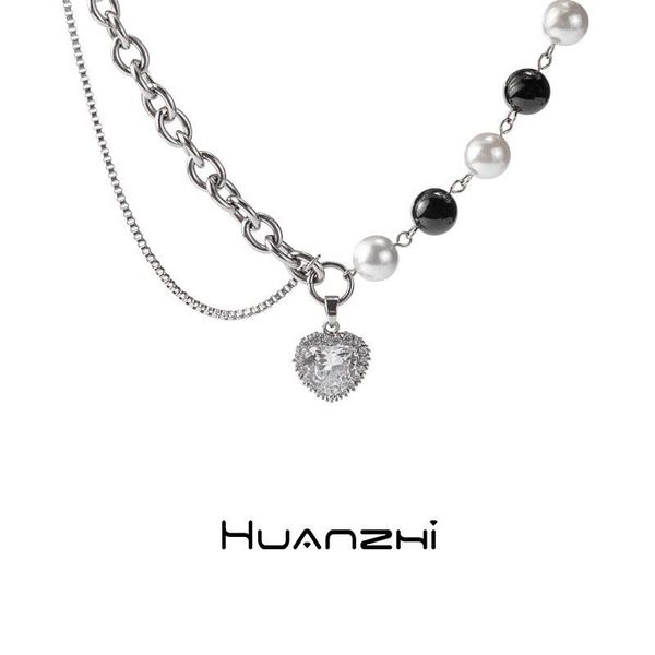 pendant necklaces huanzhi 2021 fashion retro two-color pearl stitching heart double-layer necklace for ladies girls summer party jewelry, Silver
pendant necklaces huanzhi 2021 fashion retro two-color pearl stitching heart double-layer necklace for ladies girls summer party jewelry, Silver