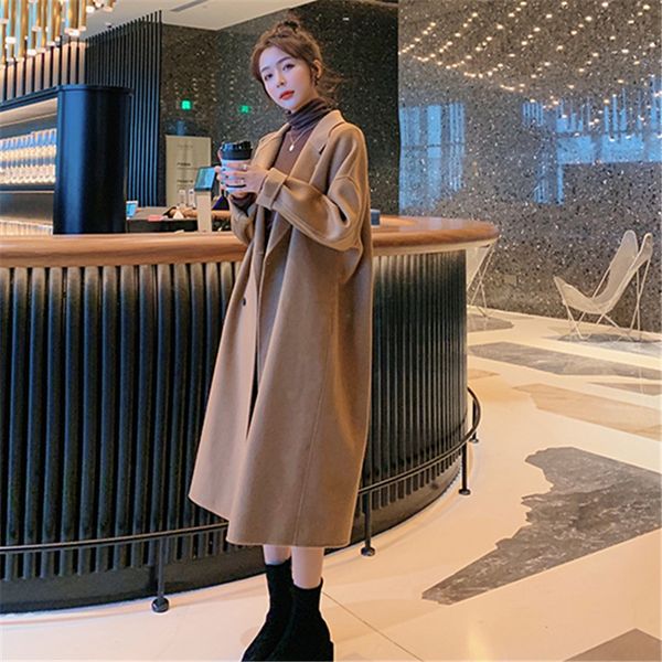 women's jackets fashion long wool blend coat women plus size korean loose solid woolen jacket double breasted warm overcoat nd2n, Black;brown
women's jackets fashion long wool blend coat women plus size korean loose solid woolen jacket double breasted warm overcoat nd2n, Black;brown