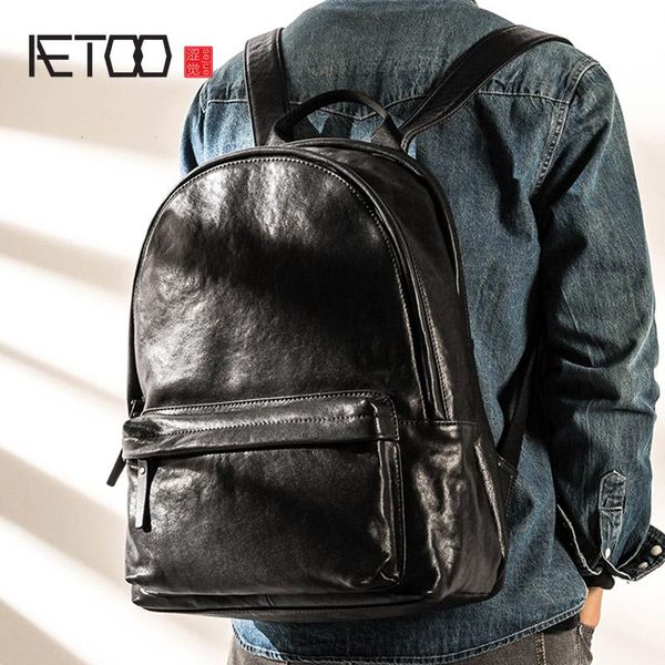genuine leather men's casual backpack, first layer large-capacity trendy soft school bag backpack
genuine leather men's casual backpack, first layer large-capacity trendy soft school bag backpack