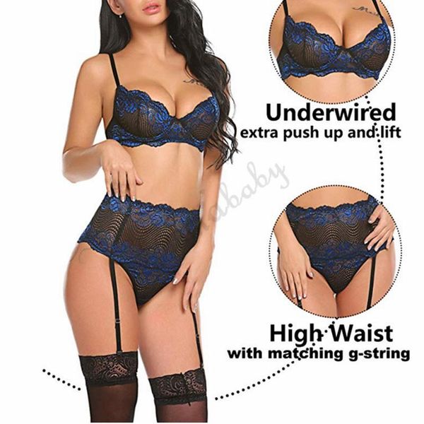 bras sets women lace stockings garter belt lingerie set with g-string suspender thigh-high erotic female costume, Red;black
bras sets women lace stockings garter belt lingerie set with g-string suspender thigh-high erotic female costume, Red;black