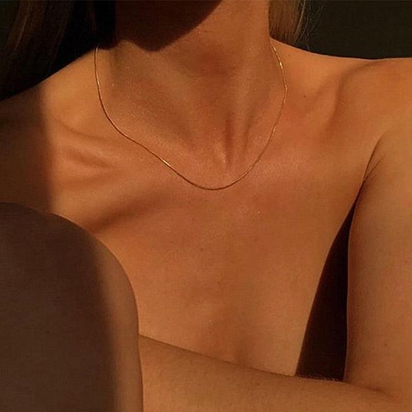 chains titanium with 18k gold thin snake chian choker necklace designer t show runway gown rare ins japan korean boho gothic hip hop, Silver
chains titanium with 18k gold thin snake chian choker necklace designer t show runway gown rare ins japan korean boho gothic hip hop, Silver