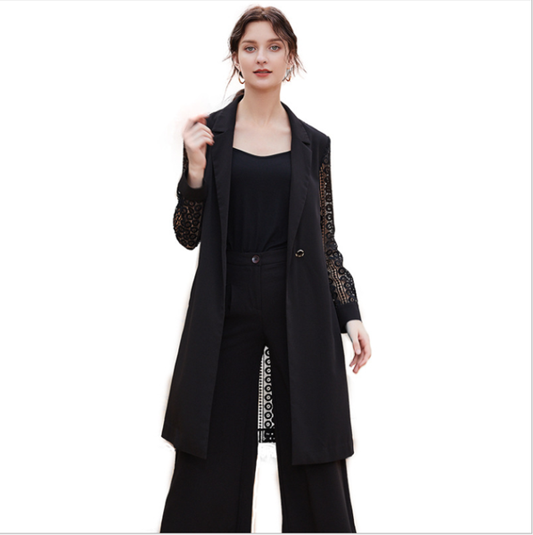 women's jackets black white lace hollow long spring lady overcoat autumn cool jacket patchwork french style women business breasted not, Black;brown
women's jackets black white lace hollow long spring lady overcoat autumn cool jacket patchwork french style women business breasted not, Black;brown