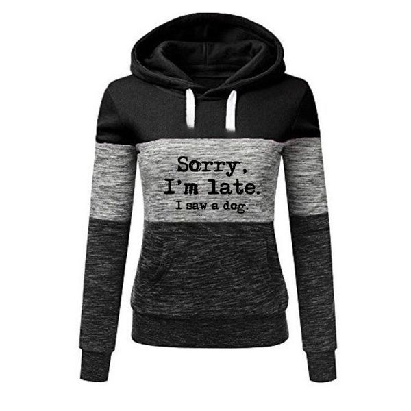women's hoodies & sweatshirts sorry i'm late i saw a dog print women splice casual femmes animal lover gift autumn sweet long slee, Black
women's hoodies & sweatshirts sorry i'm late i saw a dog print women splice casual femmes animal lover gift autumn sweet long slee, Black