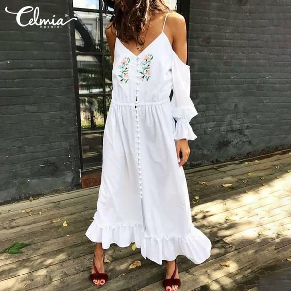 celmia women bohemian beach long dress summer fashion ruffle printed maxi dresses cold shoulder loose sundress v-neck robe casual, Black;gray
celmia women bohemian beach long dress summer fashion ruffle printed maxi dresses cold shoulder loose sundress v-neck robe casual, Black;gray